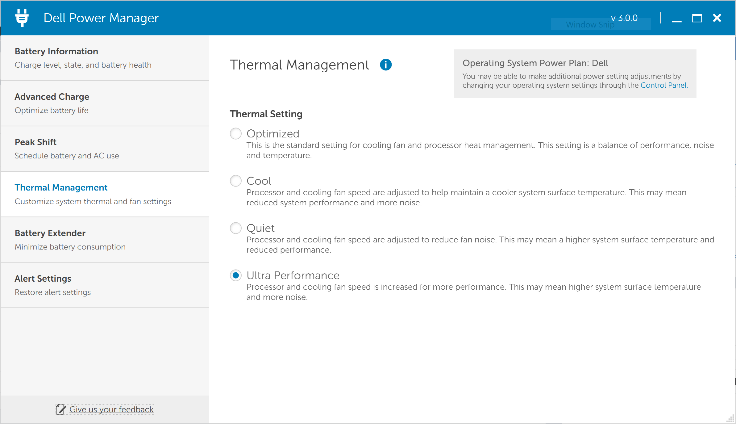 Screenshot of Dell Power Manager